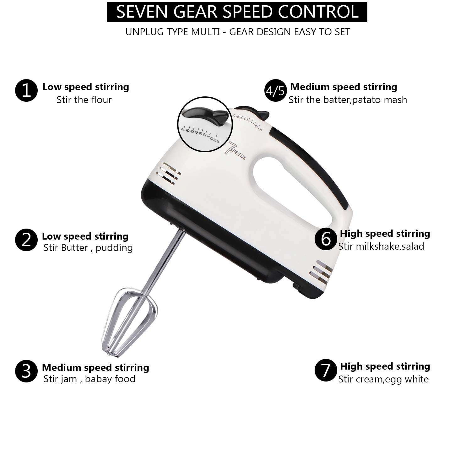 Electric Hand Mixer Kitchen Beater Spiral Whisk Stand Cake Baking Food Blender Egg Beater Cream Dough Hand Electric Mixer - Image 3