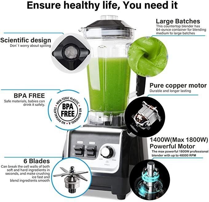 Heavy Duty Blender Commercial High Quality Smoothie Maker Mixer Electric Table Blender Wall Breaking Machine Liquidificador - Image 3