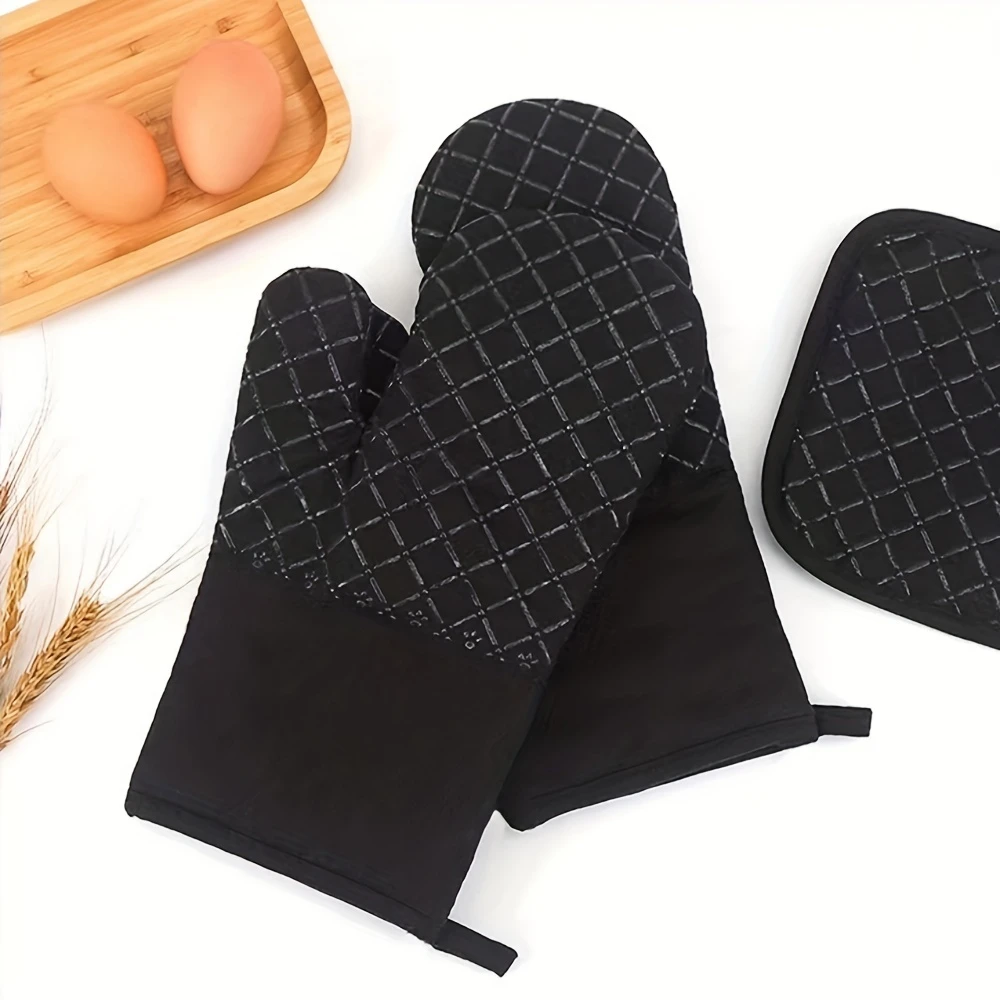 4pcs Silicone Oven Mitts & Pot Holder - Image 2
