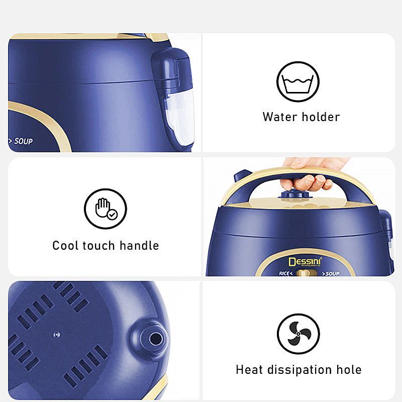 DESSINI ITALY 1.8L Electric Rice Cooker Non Stick Aluminium Inner Pot with Steamer Pengukus Periuk Nasi Elektrik - Image 2